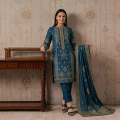 Midnight Sapphire — Embroidered 3-Piece Suit