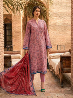 Fatima Volume 2775 – Pink Printed Lawn Unstitched 3 Piece Suit with Voil Dupatta