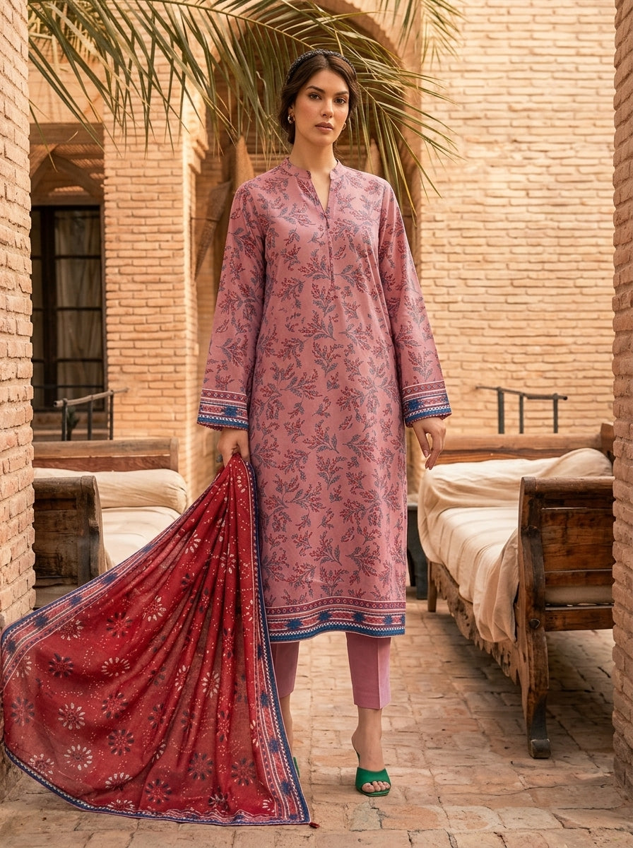 Fatima Volume 2775 – Pink Printed Lawn Unstitched 3 Piece Suit with Voil Dupatta