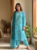 Fatima Volume 3124 Design 5– Turquoise Printed Lawn Unstitched 3 Piece Suit with Voil Dupatta