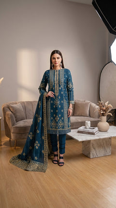 Midnight Sapphire — Embroidered 3-Piece Suit