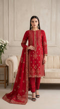 Crimson Royale — Embroidered 3-Piece Suit